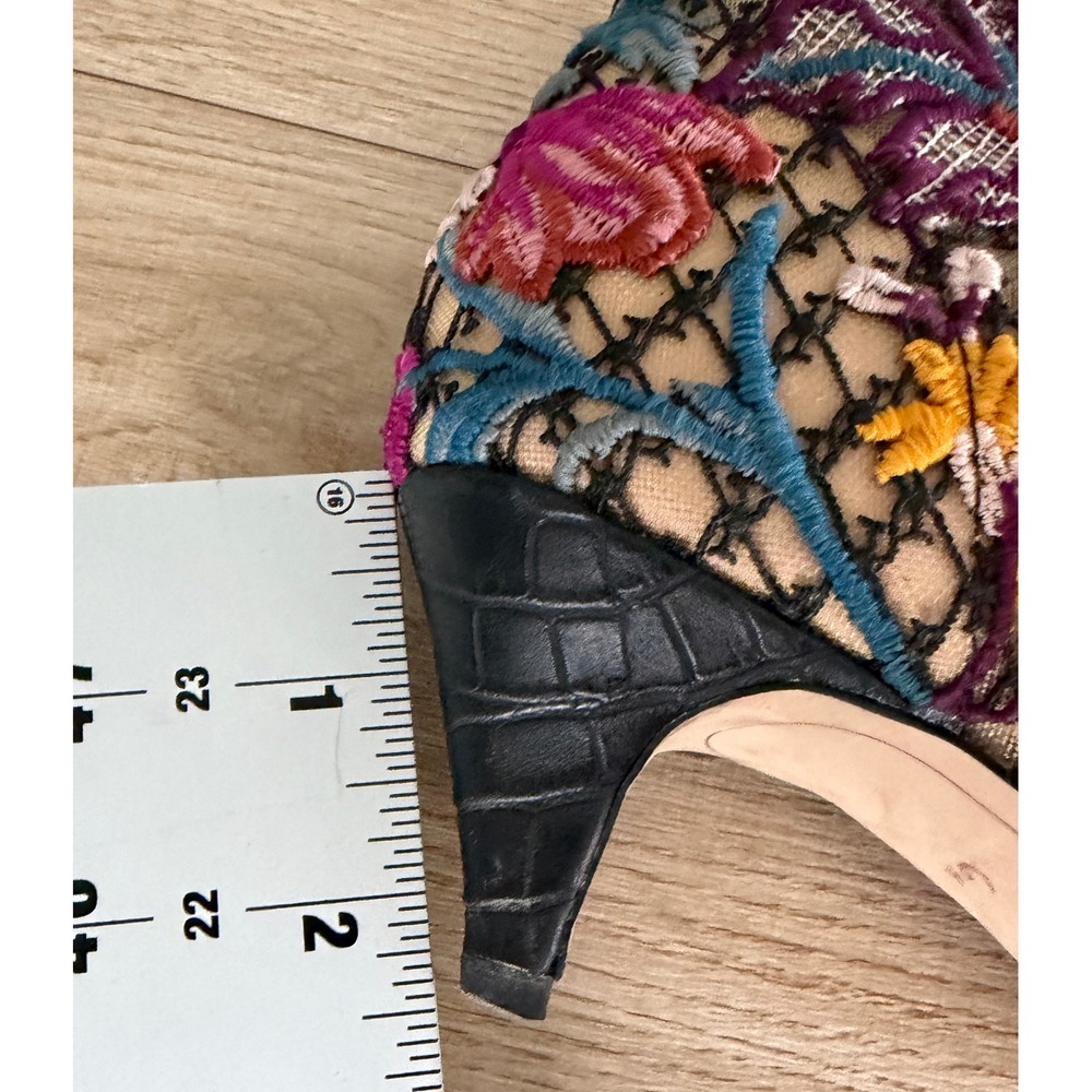 Sam Edelman Floral Embroidered Mesh Kitten Heel Ankle Boots Multi Color Size 6.5 - Picture 5 of 7